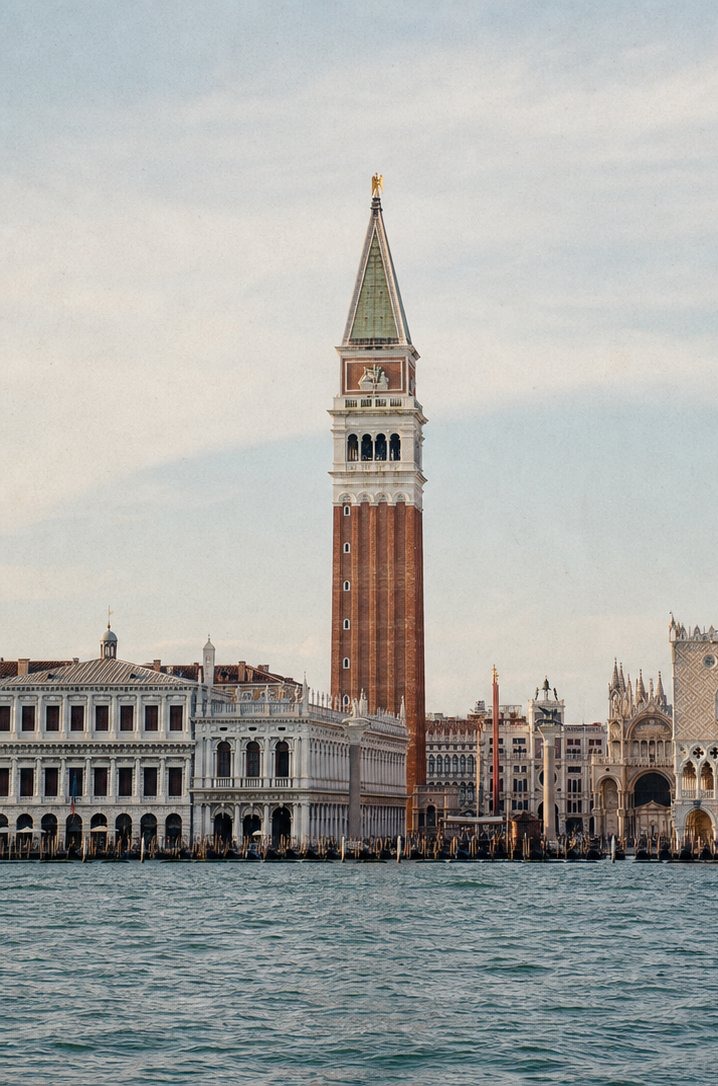 Photograph of St Mark's Campanile from the water